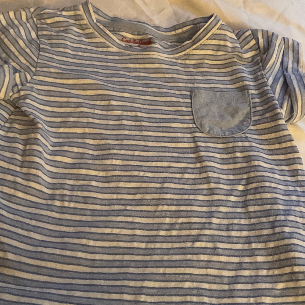 Cat & Jack Blue and White Striped Short Sleeve Tee